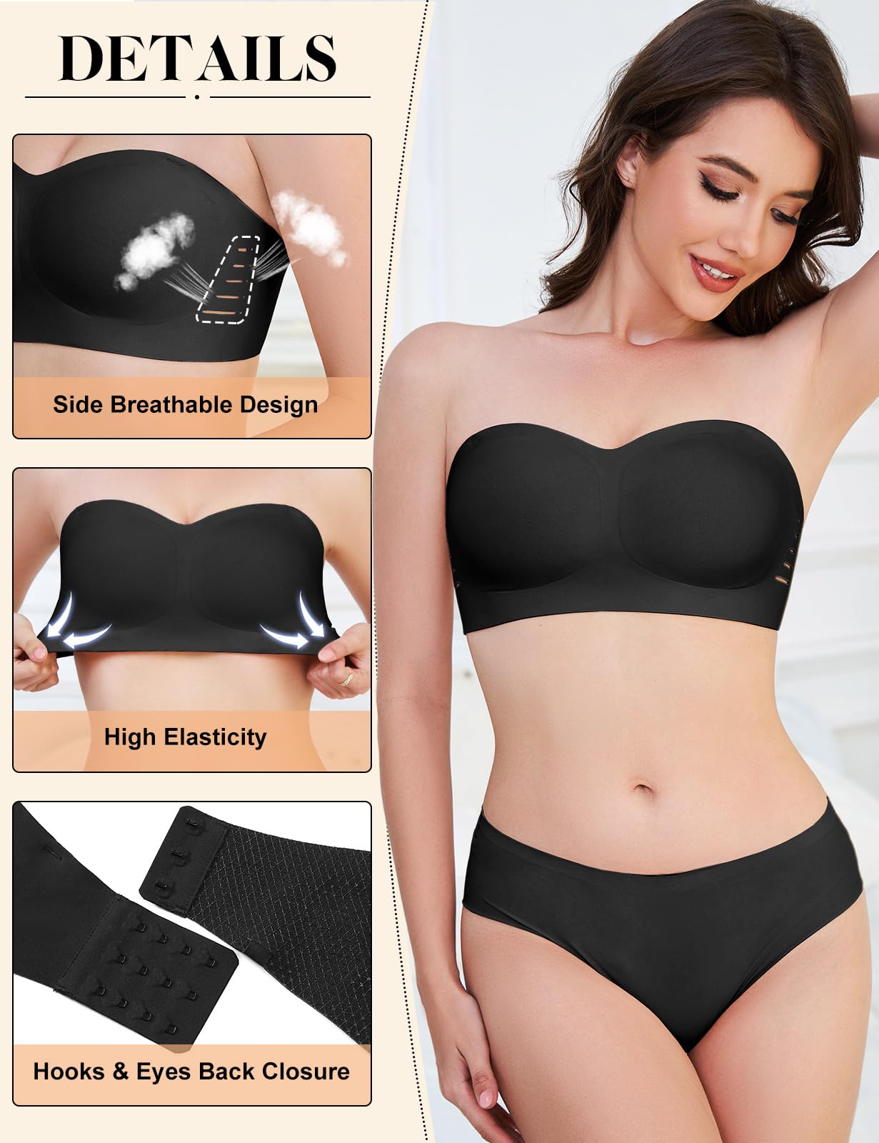 Lonya Reggiseno Senza Spalline Donna Reggiseni Senza Ferretto Imbottito Senza Cuciture Invisibile Comodo Multifunzione Bralette