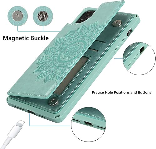 Miniatura 125 de Cavor for iPhone 11 Wallet Case with Card Slots Holder,Premium PU Leather Kickstand Feature Case [Wrist Strap] Double Magnetic Clasp Shockproof Flip