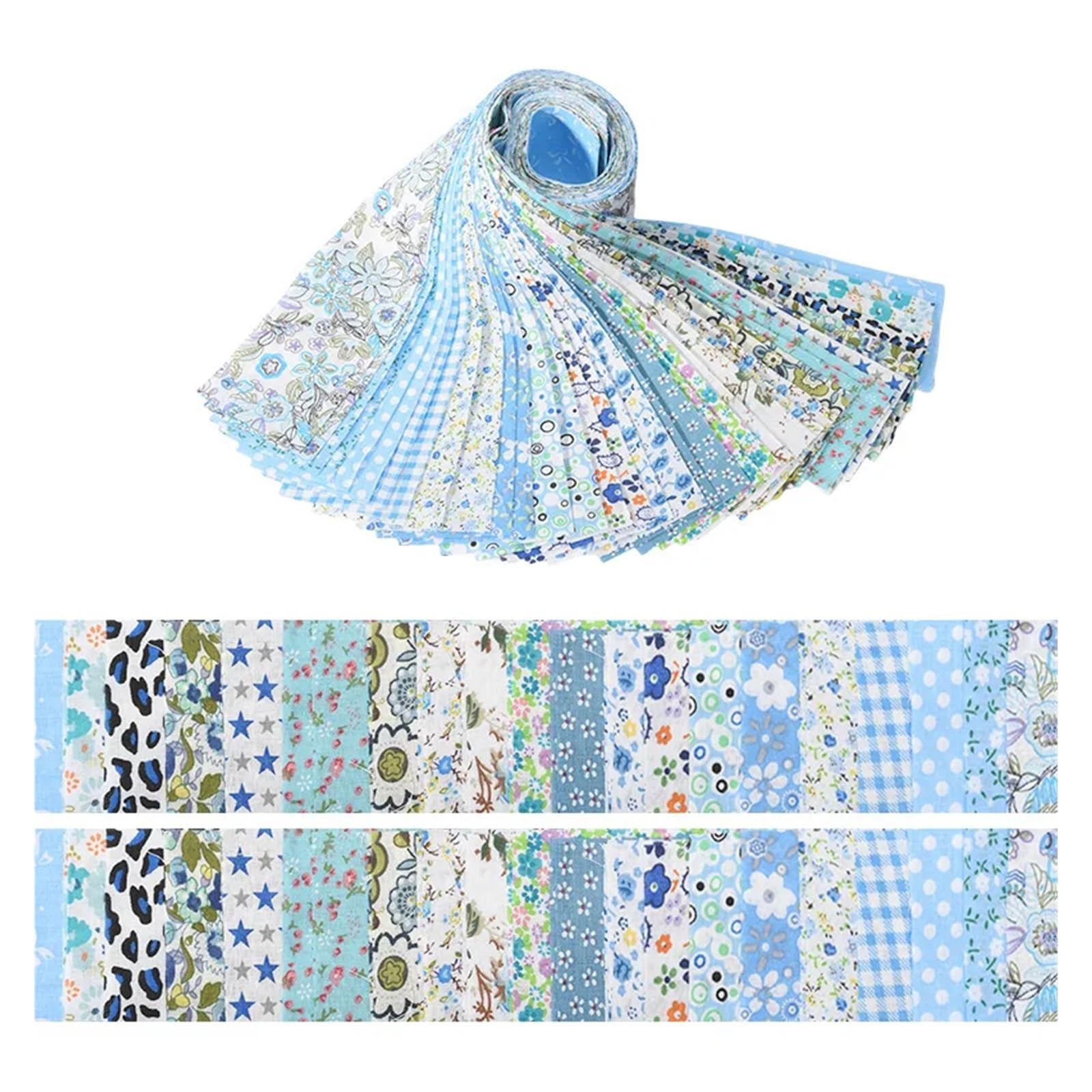 Patchwork Stoffe 40 Stück blaue Jelly Rolls aus reiner Baumwolle mit gesteppter Kissenschleife und vorgeschnittenen gesteppten Stoffstreifen