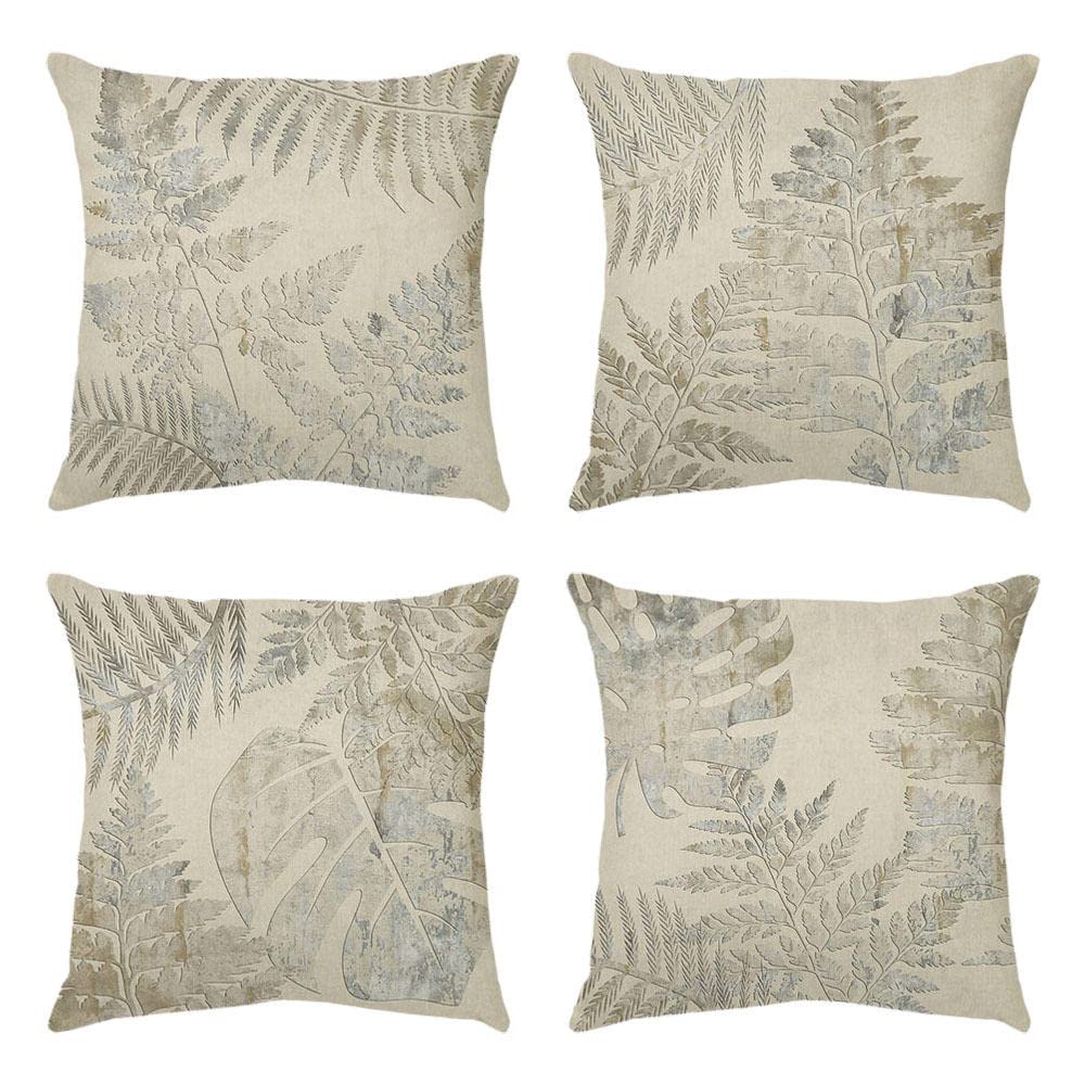 4 Piezas Funda de Almohada 65x65cm Flor Gris Oscuro Fundas de Cojín Terciopelo Sencillo y Decorativo para Sofá Camas Dormitorio Coche Lino Cojines Throw Pillow Covers （26x26in）