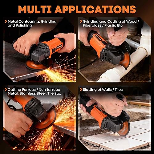 Miniatura 6 de Amoladora angular de 850W amoladora angular de 4-12 pulgadas - Herramienta de amoladora angular de 11000 RPM con 5 piezas de corte y muelas de
