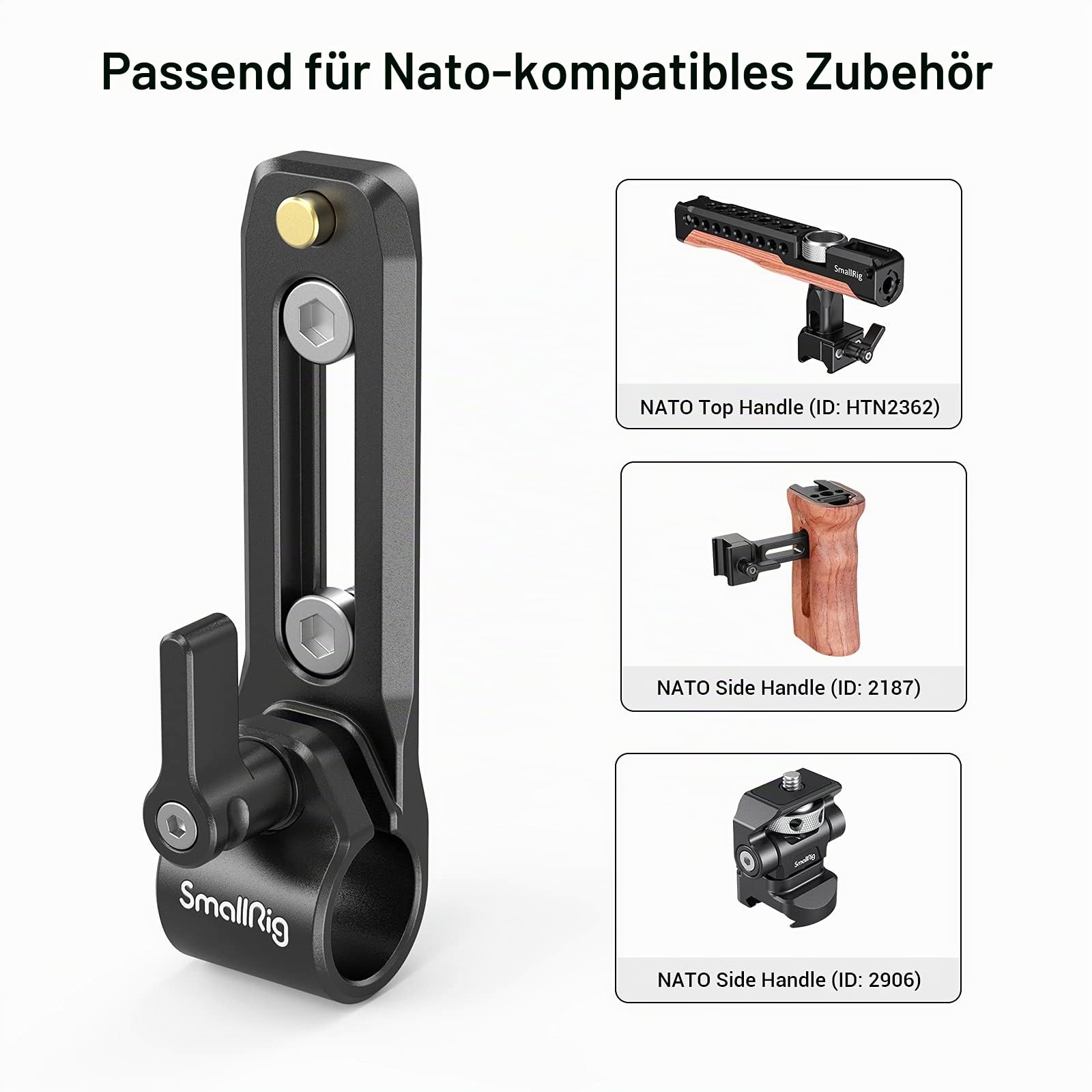 SMALLRIG 15mm Single Bar Clamp Rod Clamp with Integrated NATO Rail für Follow Focus, Monitor und Kamerazubehör - 3011