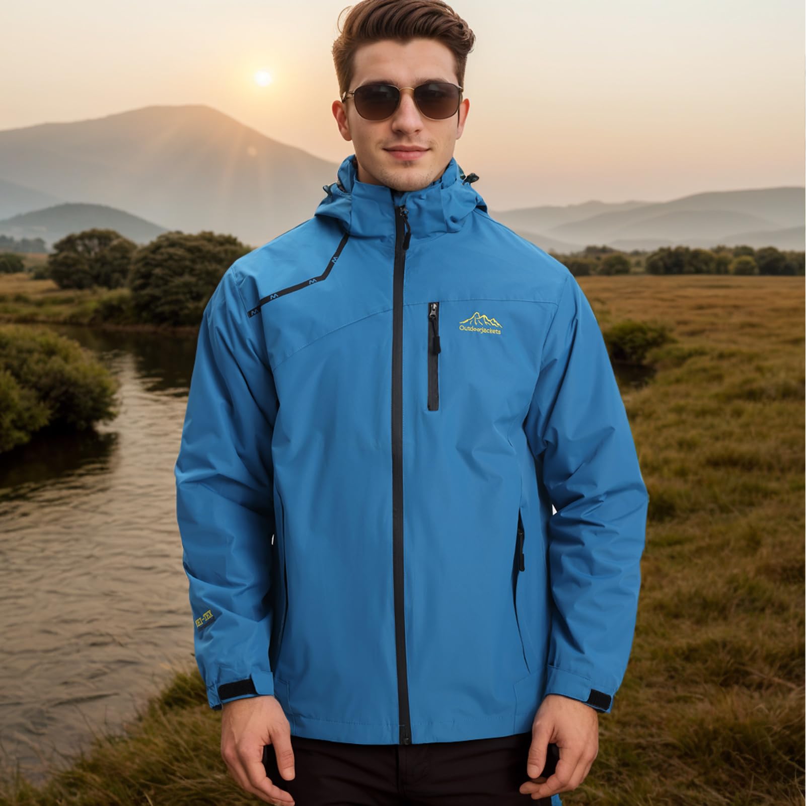 HVECZIXP Chaqueta Impermeable Hombre Mujeres Extraíble Ligera Windbreaker, Cortavientos para hombre con capucha Montañismo Al aire libre Viajar