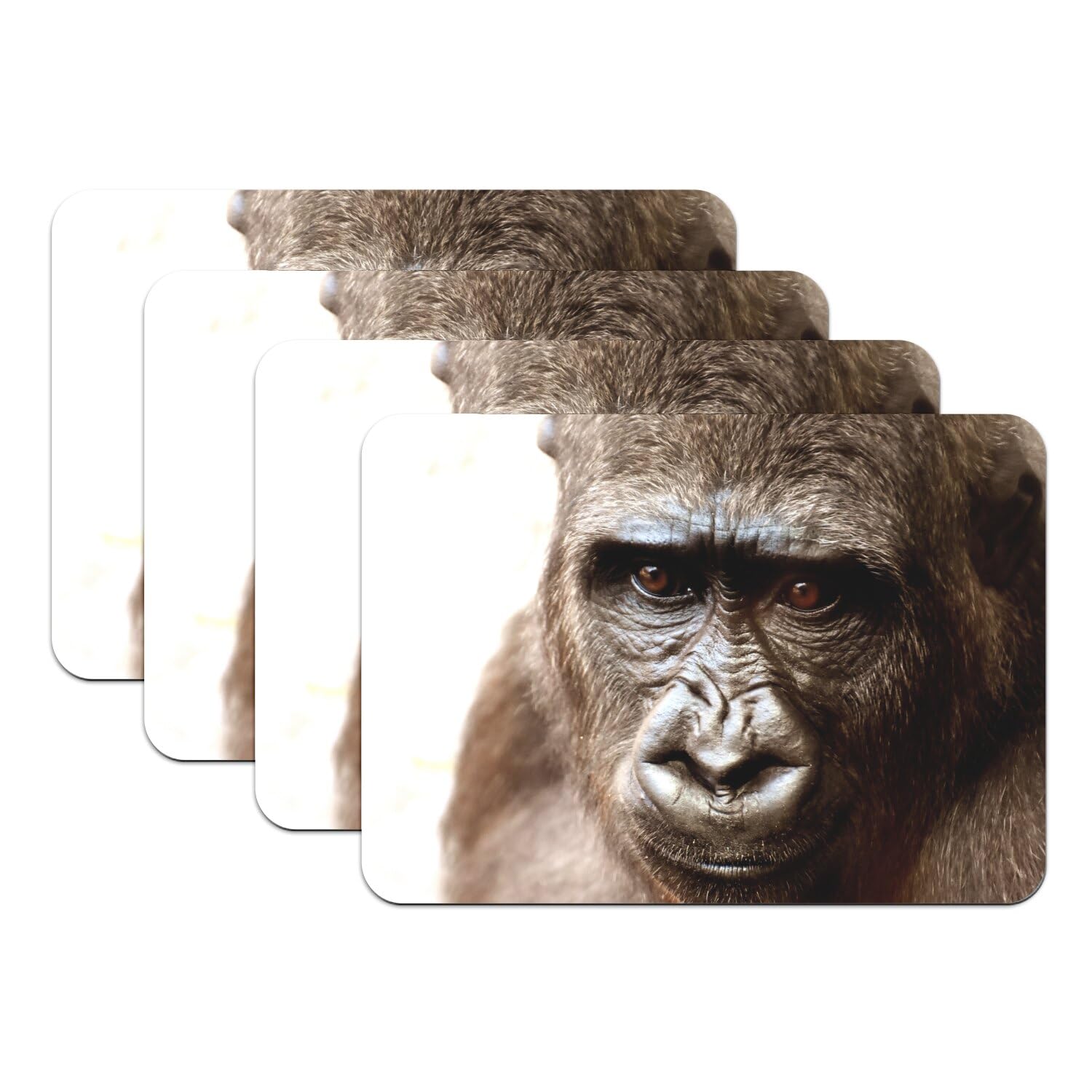 Set de table gorille grand format : lot de 4 dessous en caoutchouc nature