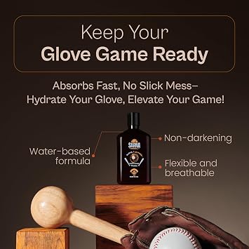 SARNA BASEBALL Glove Conditioner, Liquid, 8 Oz Water-Based, Non-Darkening, No Sticky Residue Glove Conditioner for Mitts, Baseball & Softball Gear Made in USA