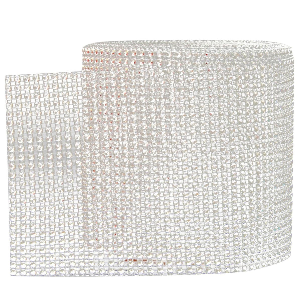 3 Rotoli Nastro Strass a Rete Argento, Rotolo Decorativo per