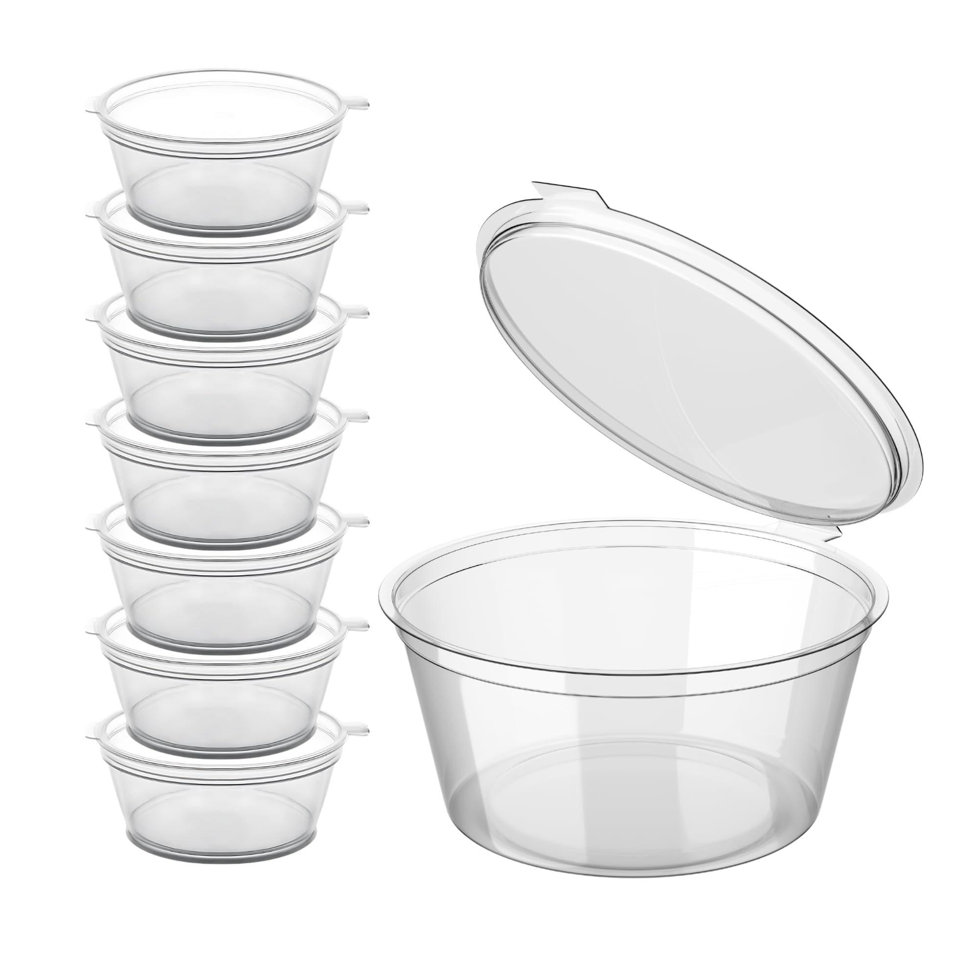 Caterco Clear 1000 Pack 2Oz Hinged Plastic Sauce Pots - Deli Portion Pots With Lids For Sauces, Ketchup Containers, Takeaways, Restaurant, Recyclable Portion, Bpa-Free, Leakproof (2Oz - 1000 Pack)
