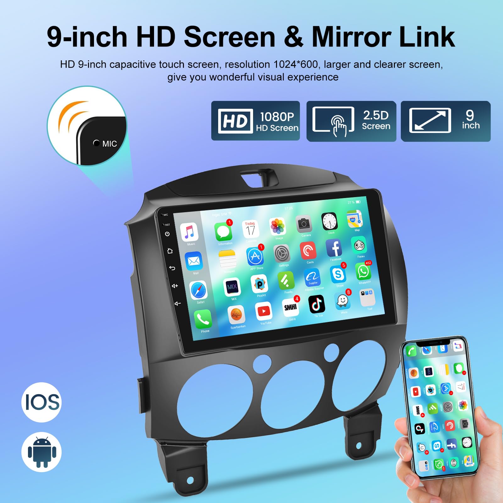 Amazon.com: [2+64G] Android Car Stereo for Mazda 2 2007-2014 with