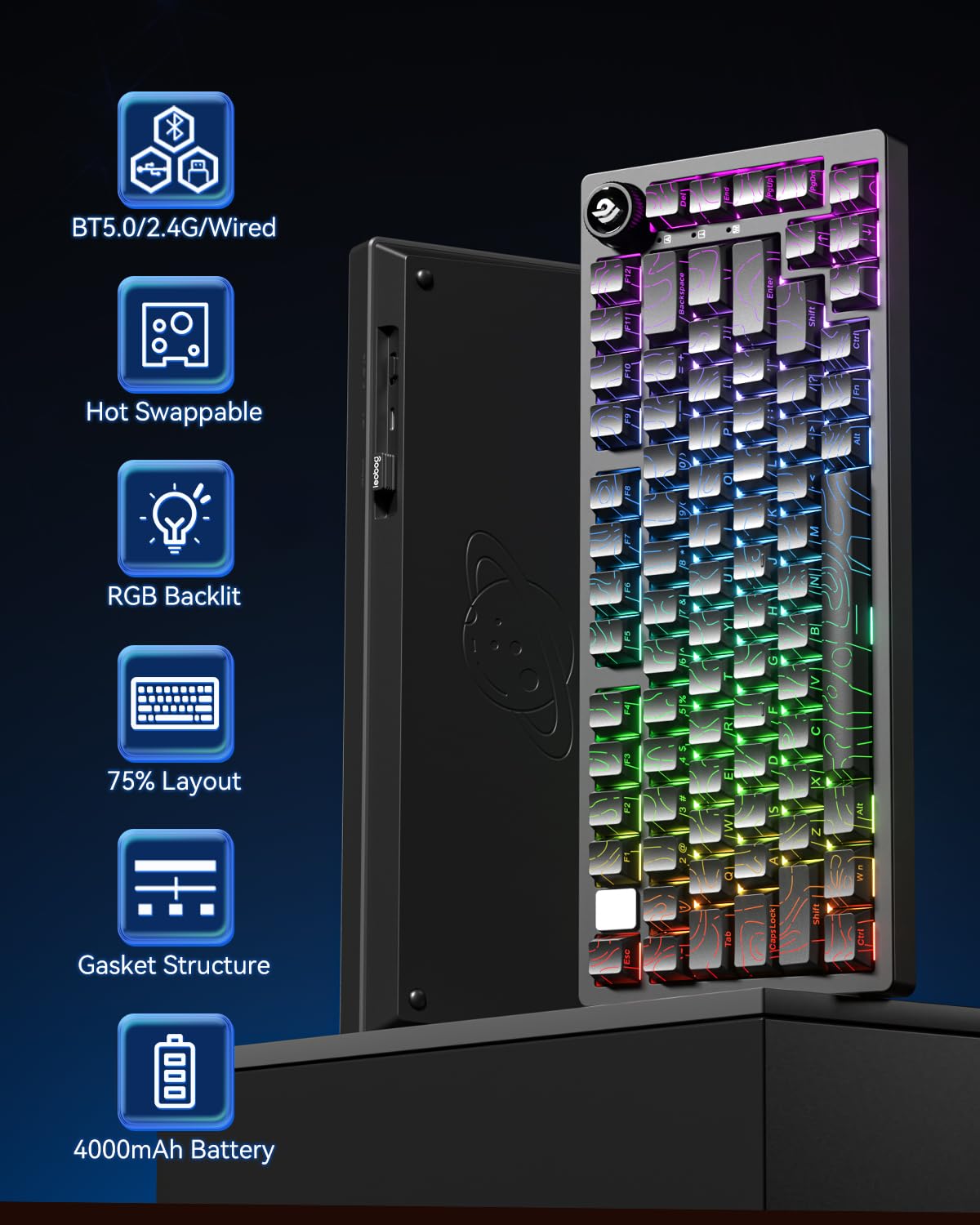 Amazon.com: LEOBOG HI75C Pro Mechanical Wireless Keyboard, 75% TKL