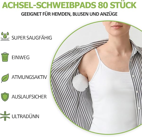 Achselpads Damen & Achselpads Herren - 1mm Ultra-Thin Sweat Pads Women - Leaves No Residue Schweißpads Achseln for Business & Daily Wear - 80 Pack - 4