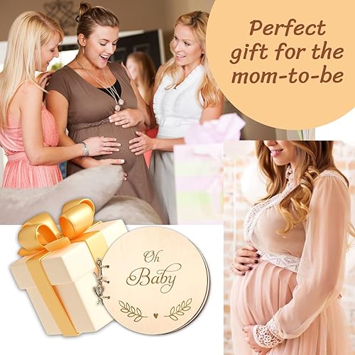 Miniatura 7 de HD WOOD CRAFT Libro de invitados de Baby Shower Alternativas para niño y niña, 35 páginas Oh Baby Shower Sign in Book, libro de inicio de sesión de