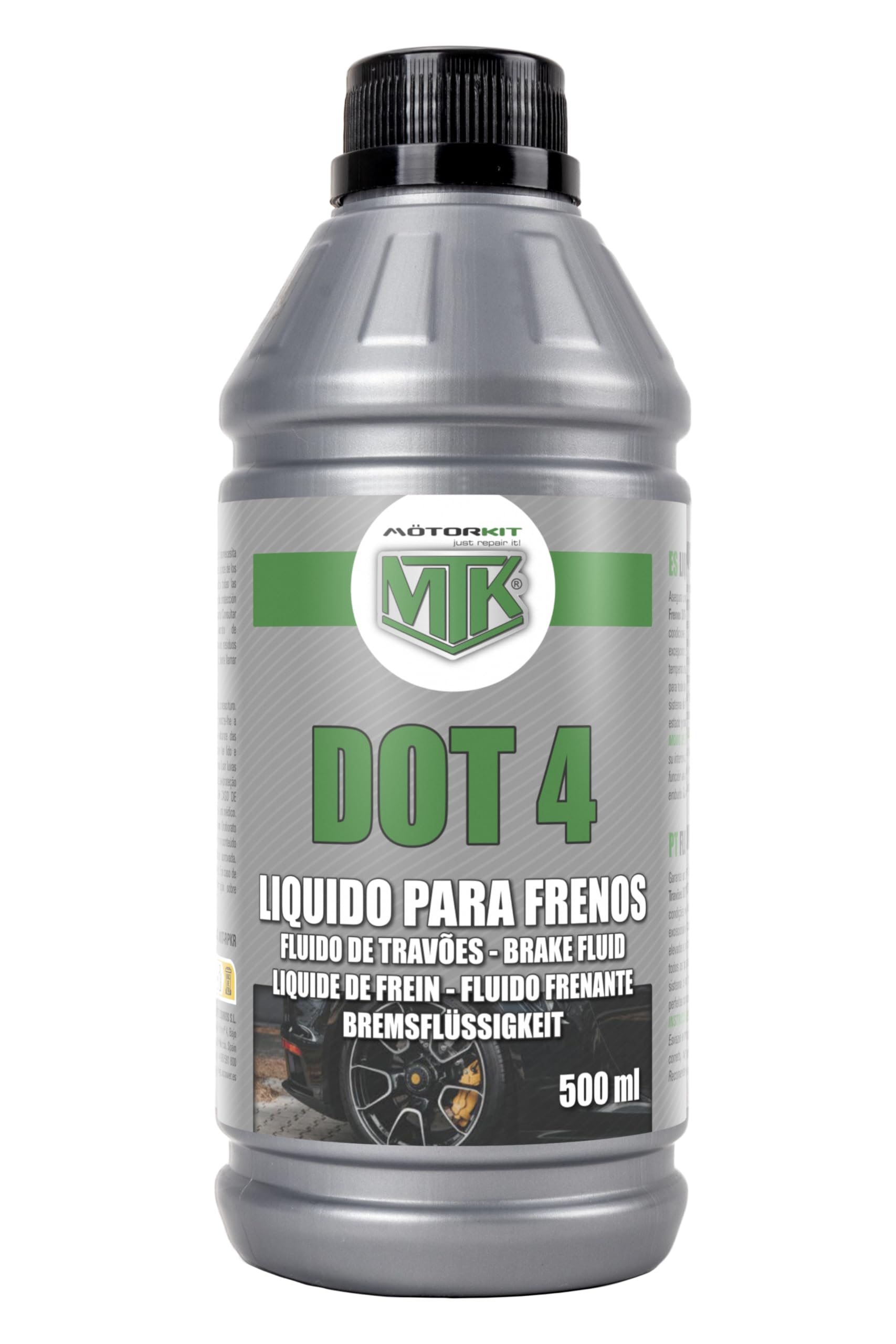 Motorkit Fluido Freni DOT 4 500 ml. Prestazioni Superiori in Condizioni Estreme. Protezione Contro l'usura e la corrosione.
