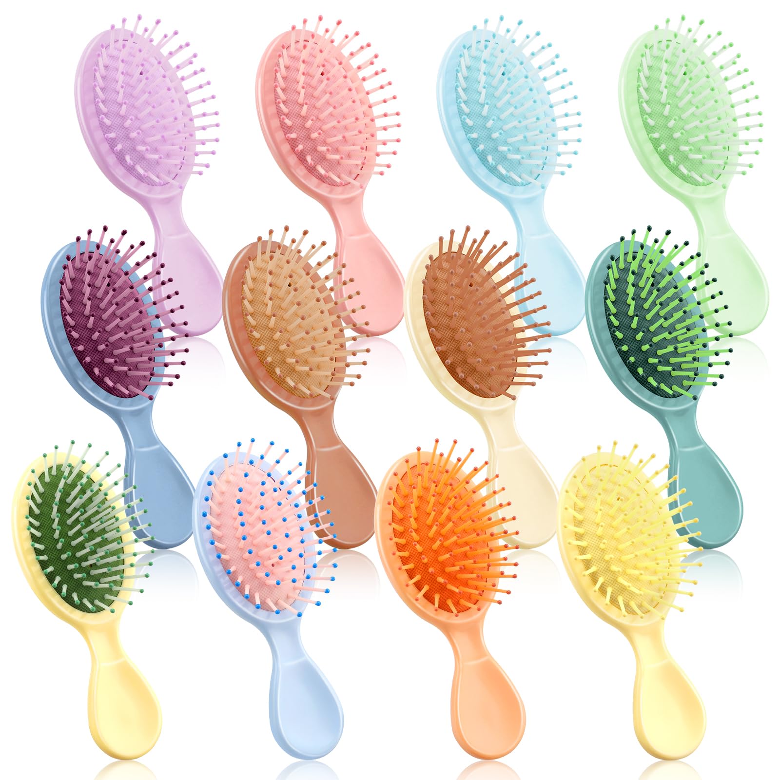 12pcs Mini Wet Hair Brush for Women Teen Girls Toddler Wet Dry Hair, Travel Hairbrush, Valentines Day Bulk Gifts, Bachelorette Party Favors, Bridesmaid Gift Spa Party Supplies, Stocking Stuffers