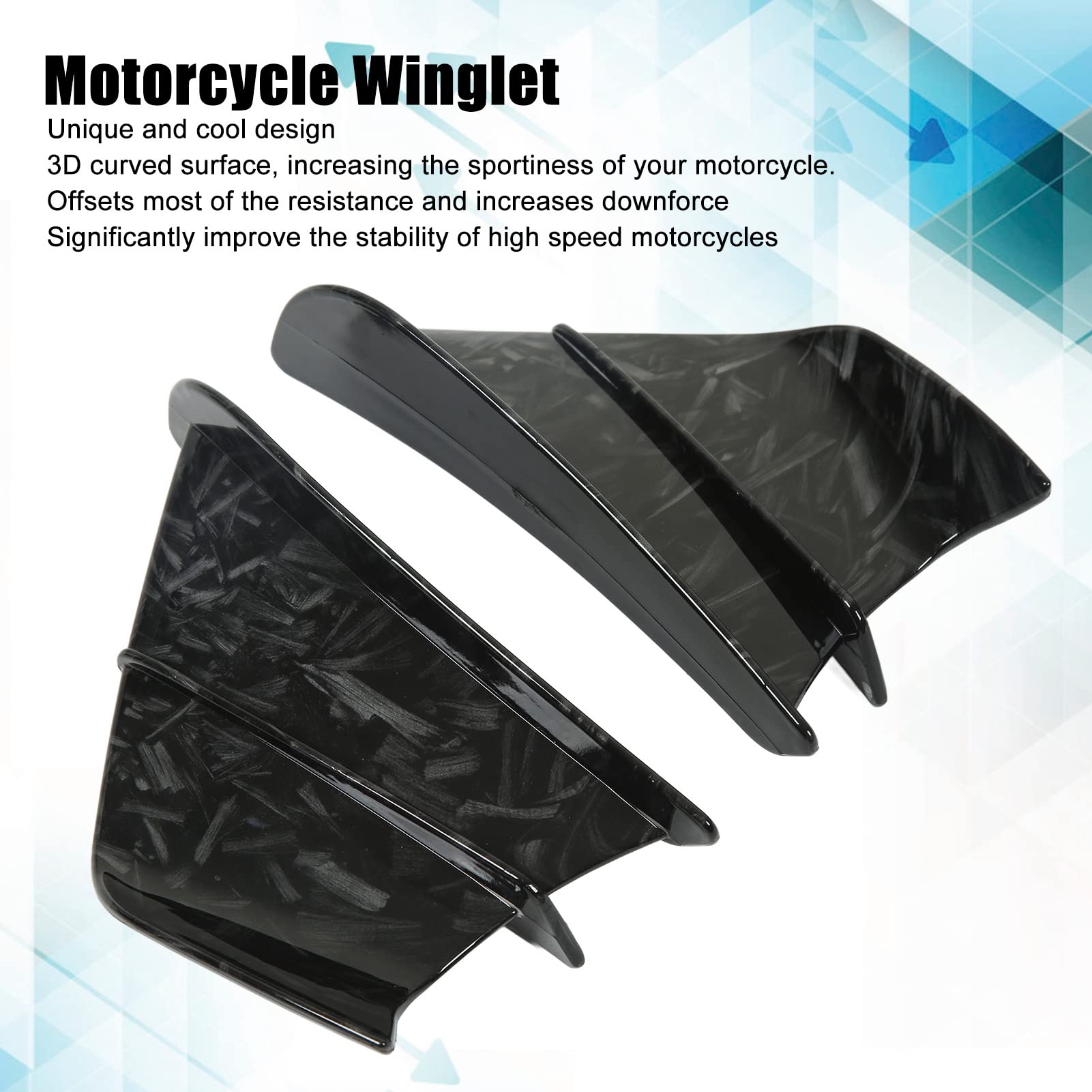 Aile Aérodynamique KIMISS, Aileron Latéral de Moto Carénage Avant Ailes Aérodynamiques pour NINJA400 NINJA250 Z900 Z1000(Grain de marbre)