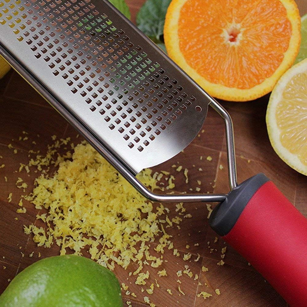 DenSan Wide-Board Stainless Steel Suitable for Vegetable Slicer Cheese Chopper Lemon Fruit Shavings Grater Multi-funct, S-1, Red