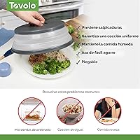 Vista 3 de Tovolo Cubierta de salpicaduras para microondas para alimentos, mediana (carbón) - Tapa protectora de salpicaduras de silicona plegable y ventilada