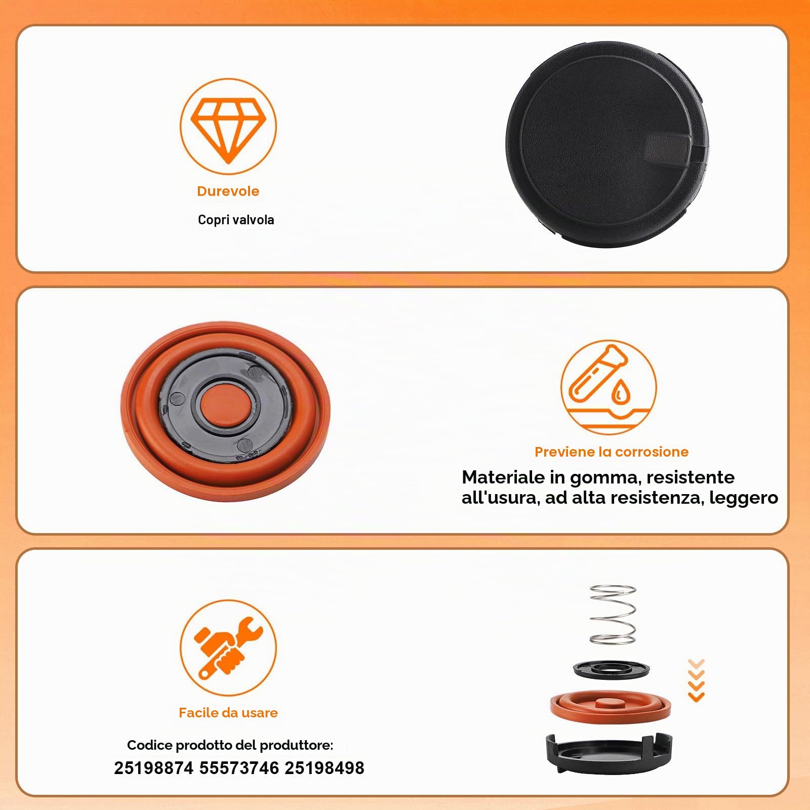 Kit di riparazione della membrana PCV per coperchio della valvola PCV per Opel Adam Astra Corsa E Meriva B Mokka, kit di riparazione a membrana in PVC compatibile