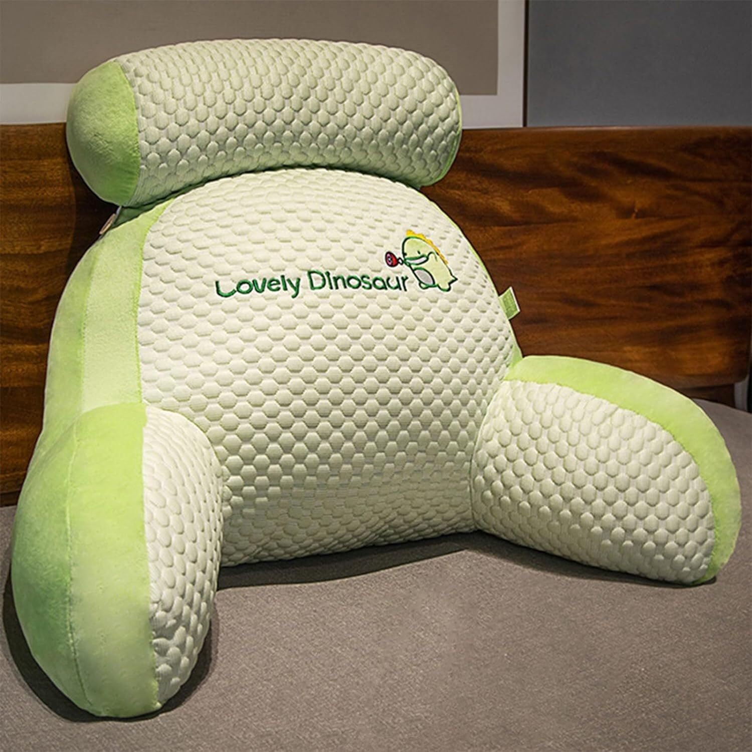 Oreiller relaxant dinosaure 70x50cm idéal pour lire au lit et regarder la TV