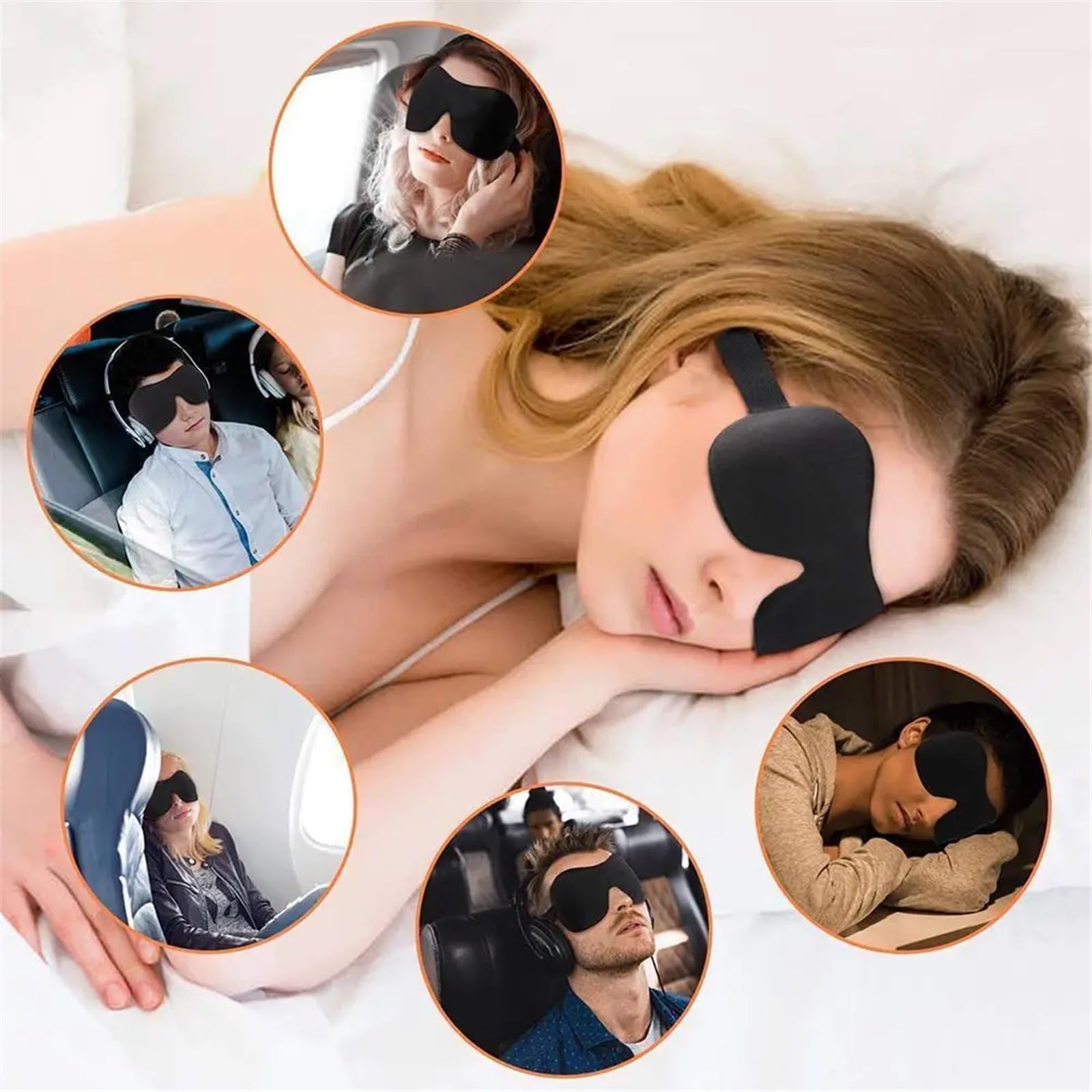Máscaras para dormir Zero Eye Pressure Blackout pa Máscara de seda for ojos, 1 pieza, 3D, antifaz for dormir, antifaz natural for dormir(Black)