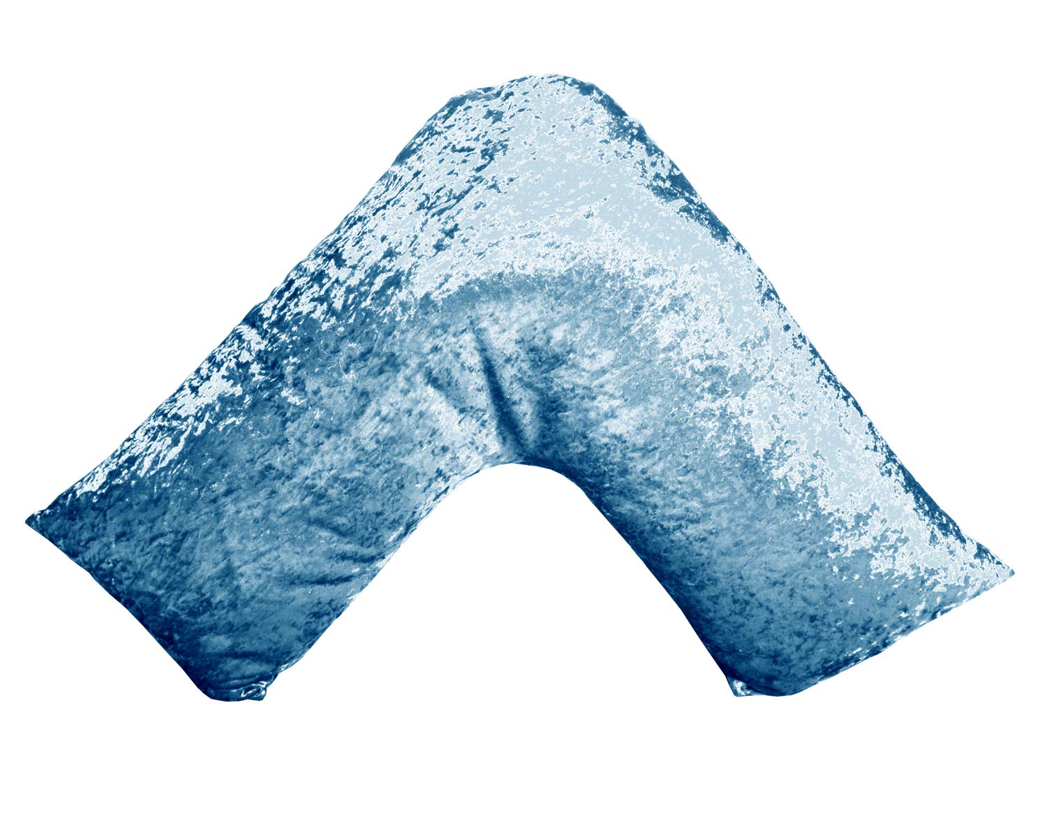 Uk Care Direct Aqua Blue Crushed Velvet Orthopaedic Hollowfibre V Shaped Nursing Pillow With Crushed Velvet Pillowcase - Aqua Blue