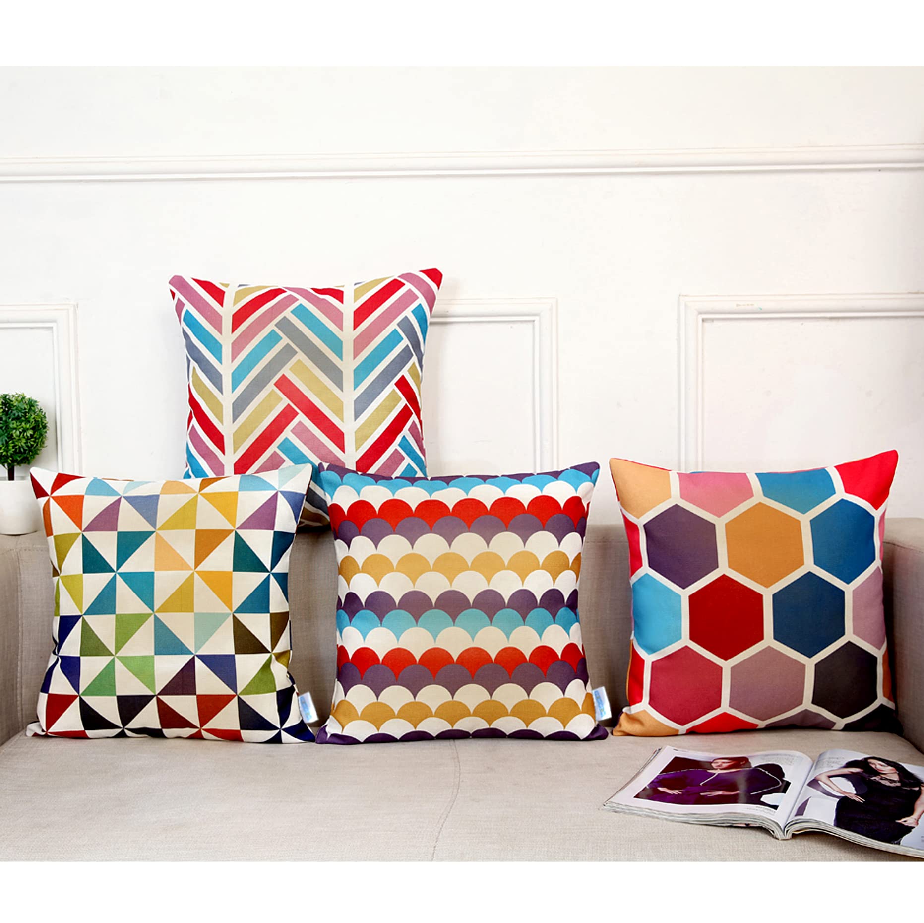 Lot de 4 housses de coussin décoratives avec image de femme 45x 45cm Art moderne Fleurs de parfum Fond marbre Pour canapé, salon - Maison Lot de 4 housses de coussin décoratives avec image de femme 45x 45cm Art moderne Fleurs de parfum Fond marbre Pour canapé, salon - Maison