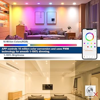 DUSKTEC LED Downlights Ceiling For Alexa, 7W 3in Bluetooth LED Spot Lights, APP & Voice Control