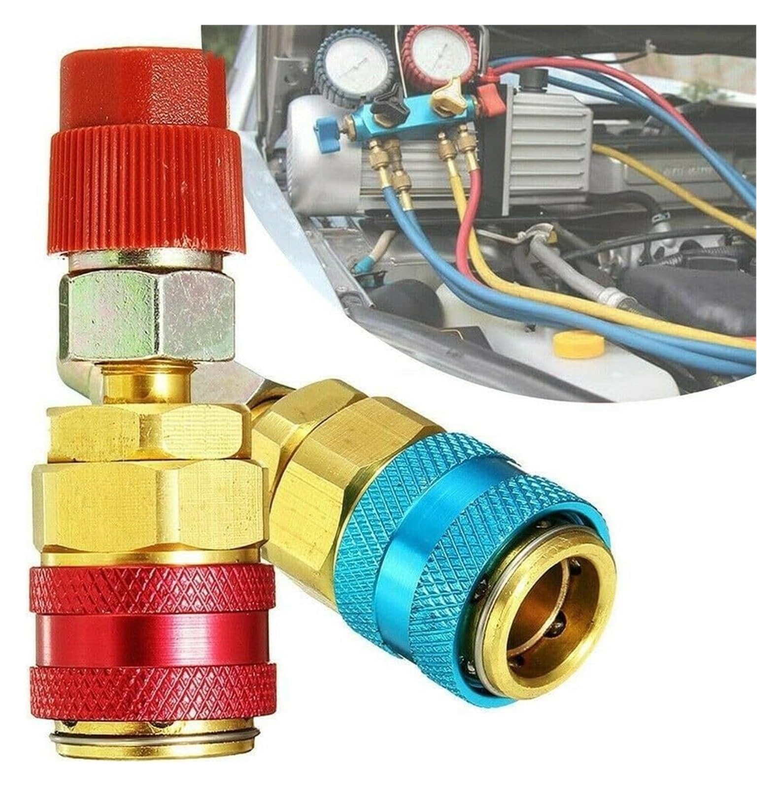Adapter szybkozłącza do klimatyzacji samochodowej, 2X samochodowa klimatyzacja - szybkozłączka przedłużająca R134 do klimatyzacji o niskim/wysokim ciśnieniu, zestaw szybkozłączek klimatyzacyjnych zapr
