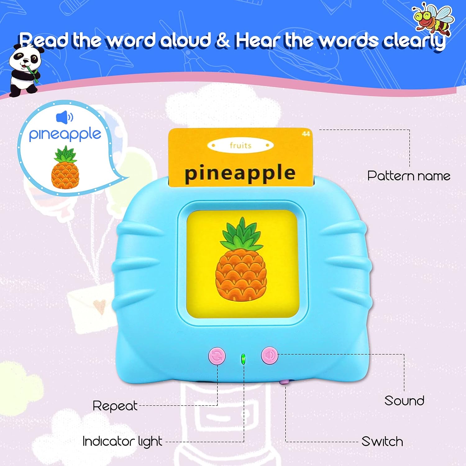 Educational Electronic Toddler Learning Toys Early Education Machine Baby 112 Flash Cards Double Sided Gifts for 1-6 Year Old Kids Preschool Learning Games Interactive Toy Birthday (Blue) : Toys & Games