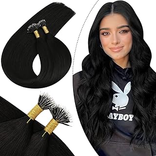 Ugeat Nano Tip Hair Extensions 14Inch Keratin Nano Beads Human Hair Extensions Off Black Hair Extensions Nano Ring Cold Fusion Natural Black Hair Extensions 40 Grams