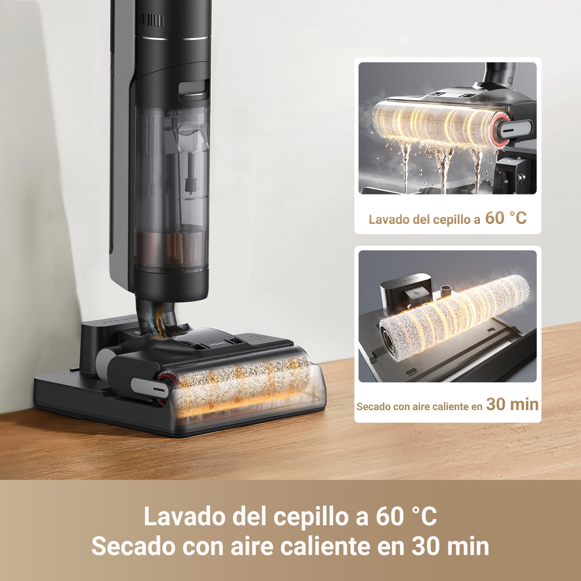 DREAME H12 Pro Ultra Aspiradora Fregadora sin Cable 16000 Pa Cepillo Doble Borde Lavado 60 °C Secado Aire Caliente