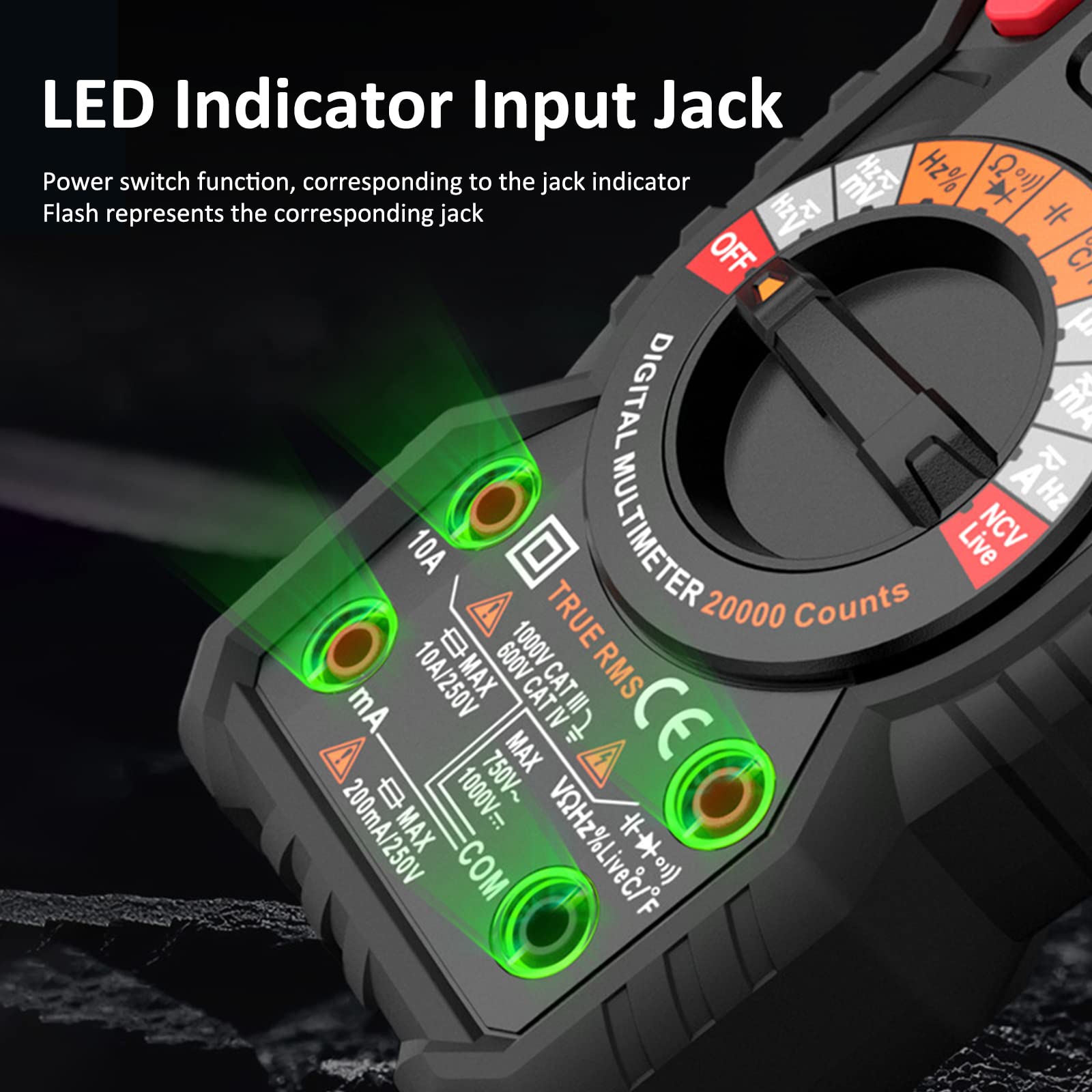 HT118E 20000 Zählt Multimeter Digital, Strommessgerät True RMS mit NCV und LIVE-Draht Erkennung, misst AC/DC Spannung und Strom, Temperatur, Kapazität, Widerstand, Dioden, Kontinuität, Frequenz