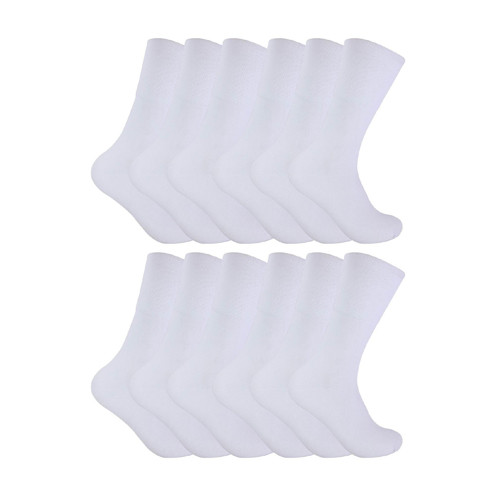Sock Snob Men's White 12 Pairs Thermal Diabetic Socks | | Non Elastic Extra Wide Diabetic Socks For Poor Circulation (6-11, )