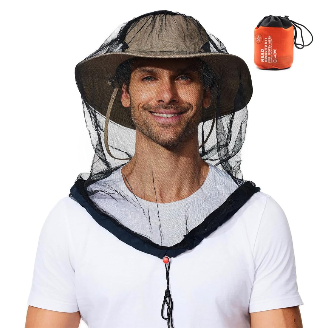 1 Pezzo Cappello Zanzariera 50×50cm Cappello con Zanzariera Protezione Antizanzare Protezione Viso con Sacchetto da Conservazione Ideale per Campeggio Escursionismo Pesca Anti-Insetti