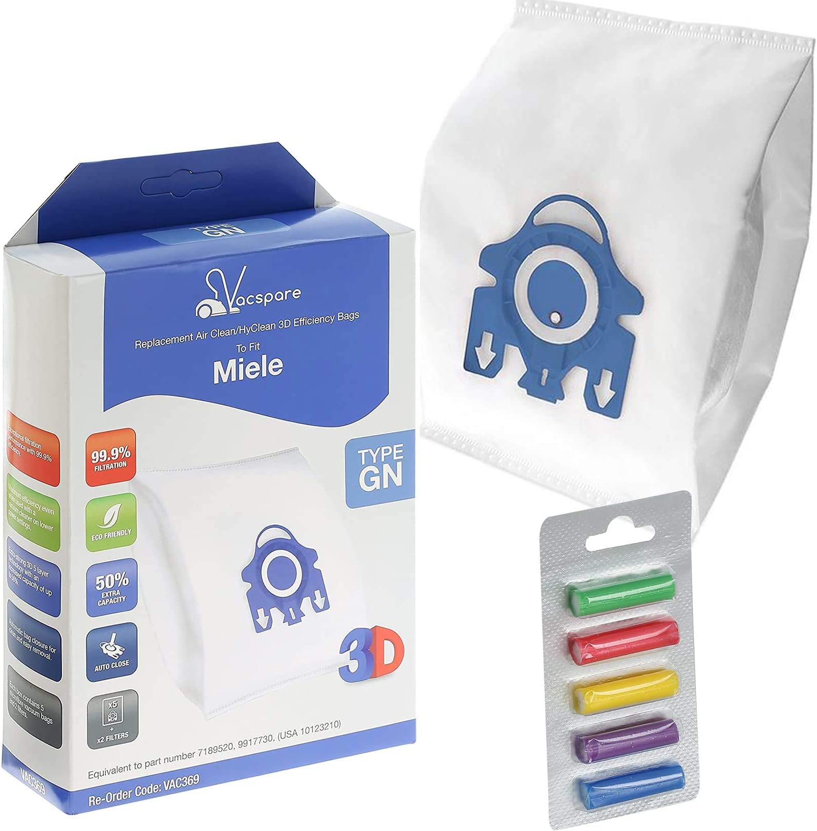 vacspareVacuum Cleaner Dust Bags Compatible with Miele GN 3D Efficiency Classic C1 C2 C2, Complete, S2000, S5000, and S8000 Series Vacuum Cleaner Bags Air Fresheners
