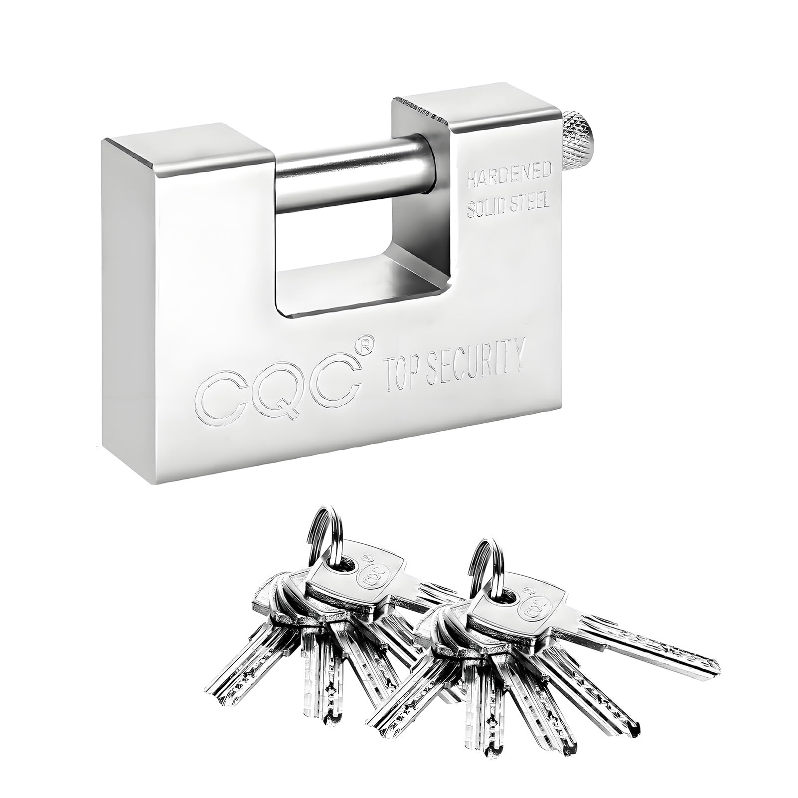 BREEZENEST 10 Keys 1.1KG Container Padlock 94mm Heavy Duty Padlock Industrial Rectangular Security Lock Anti Drill Anti Pick Hardened Steel Shackle Chain Lock for Garage Warehouse Shed Motorbike Gate