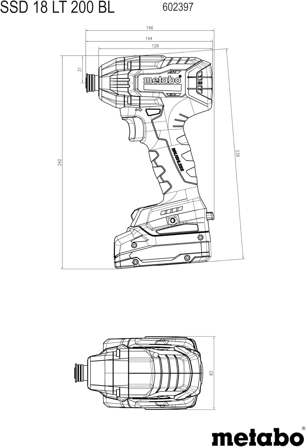 Metabo 602397840 18V Brushless Compact Lithium-Ion 1/4 in. Hex Impact Driver (Tool Only)