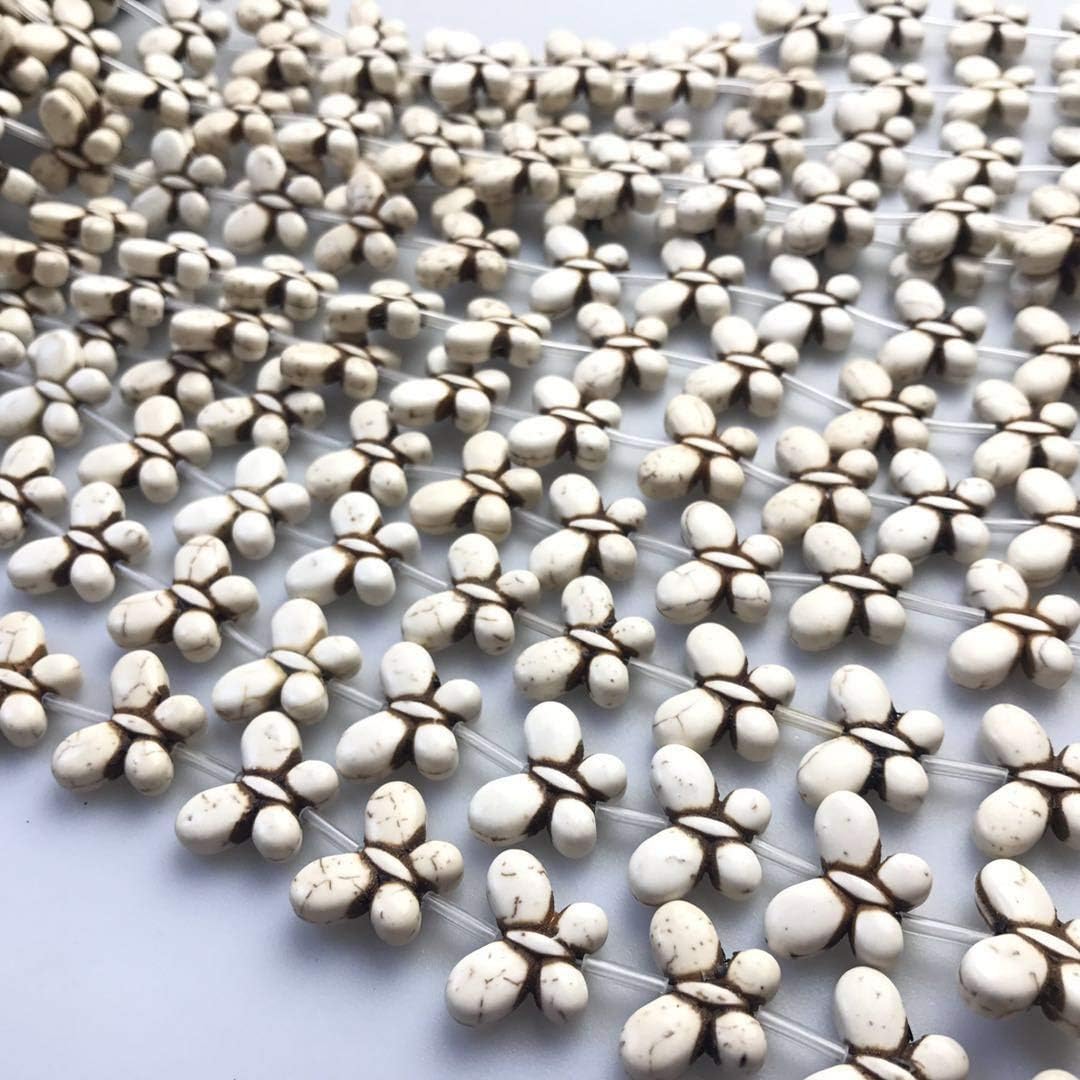 White Howlite Turquoise Butterfly Shape Beads 15x20mm 15.5" Strand - Image 4