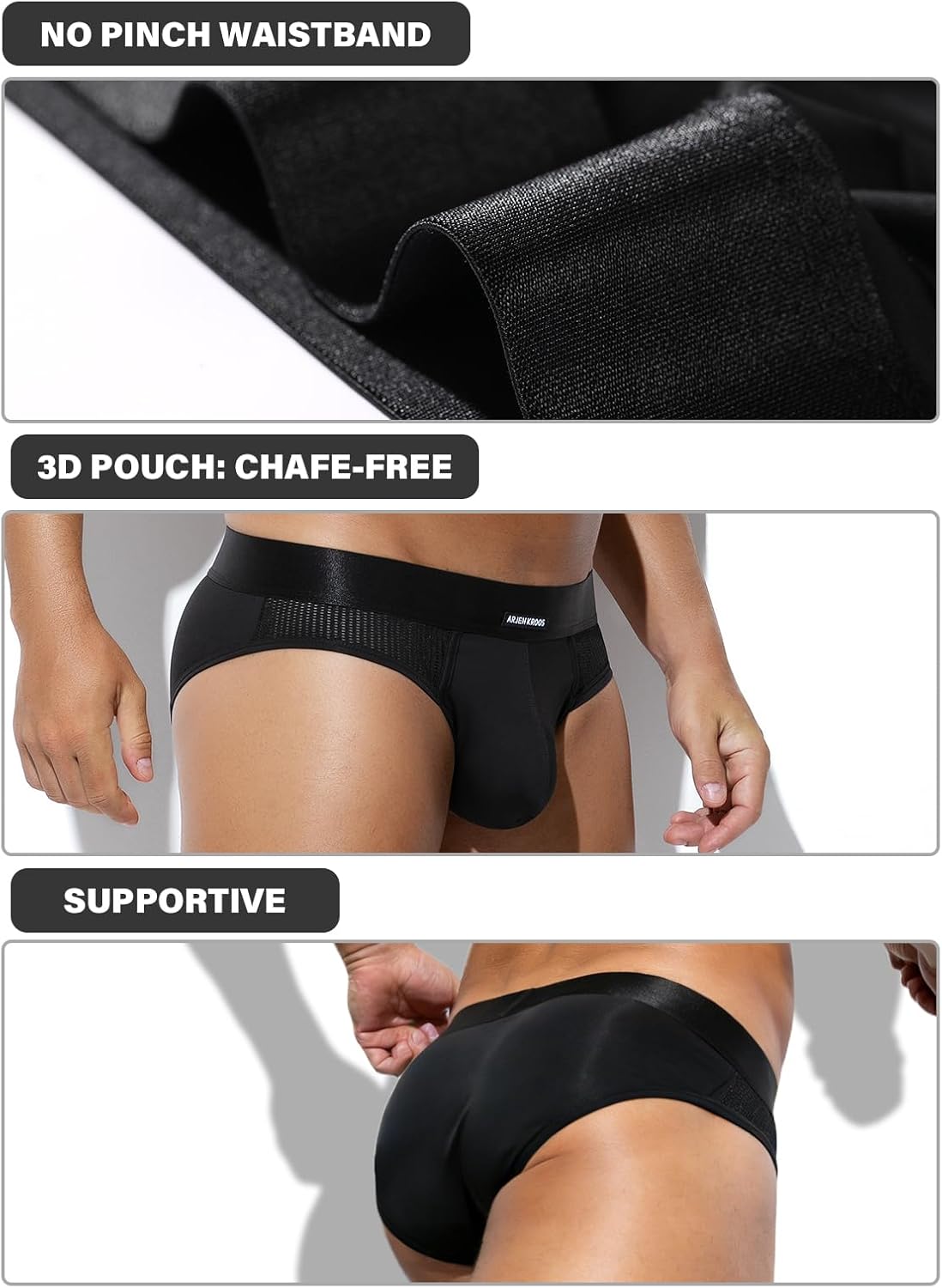 Arjen Kroos Men's Briefs 3 Pack Ice Silk Mesh Breathable Underwear Low Rise Underwear for Daily & Light Sports - Image 4