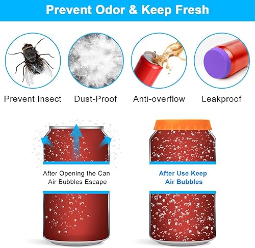 Miniatura 9 de Paquete de 6 tapas de silicona para latas de refresco, tapas reutilizables para latas de cerveza, tapas de latas de cerveza, sin BPA, tapón y