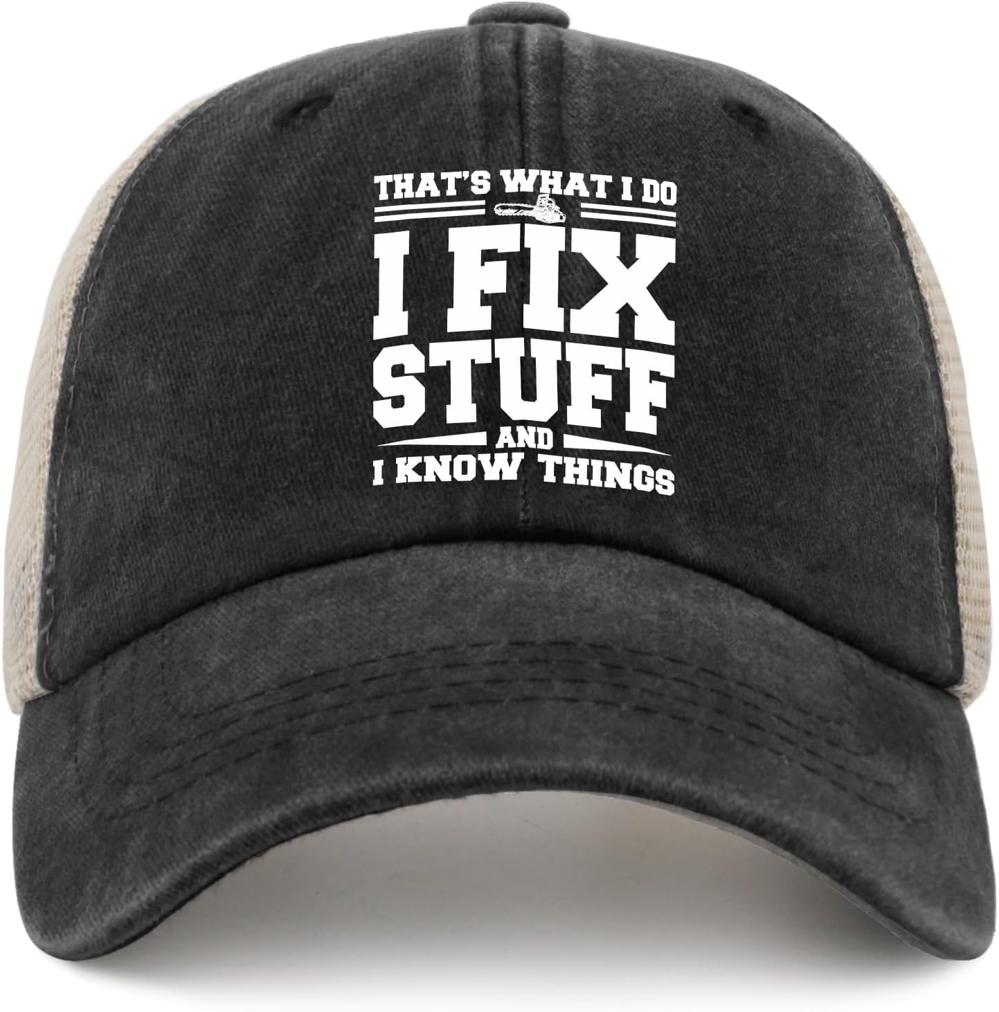 BUINGBFGI Fix Stuff and I Know Things Hat for Men I Fix Stuff Hat Cool Stuff Hat for Men Funny