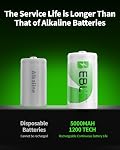 EBL 6 Pack C Cell Rechargeable Batteries 5000mAh 1.2V Ni-Mh C Size Batteries 1500 Cycle (Battery Case Included)