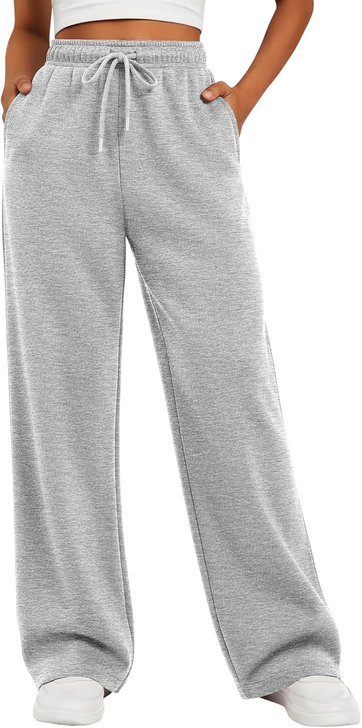 ATHMILE Womens Sweatpants Fleece Wide Leg Lined Baggy Lounge Sweat Pants