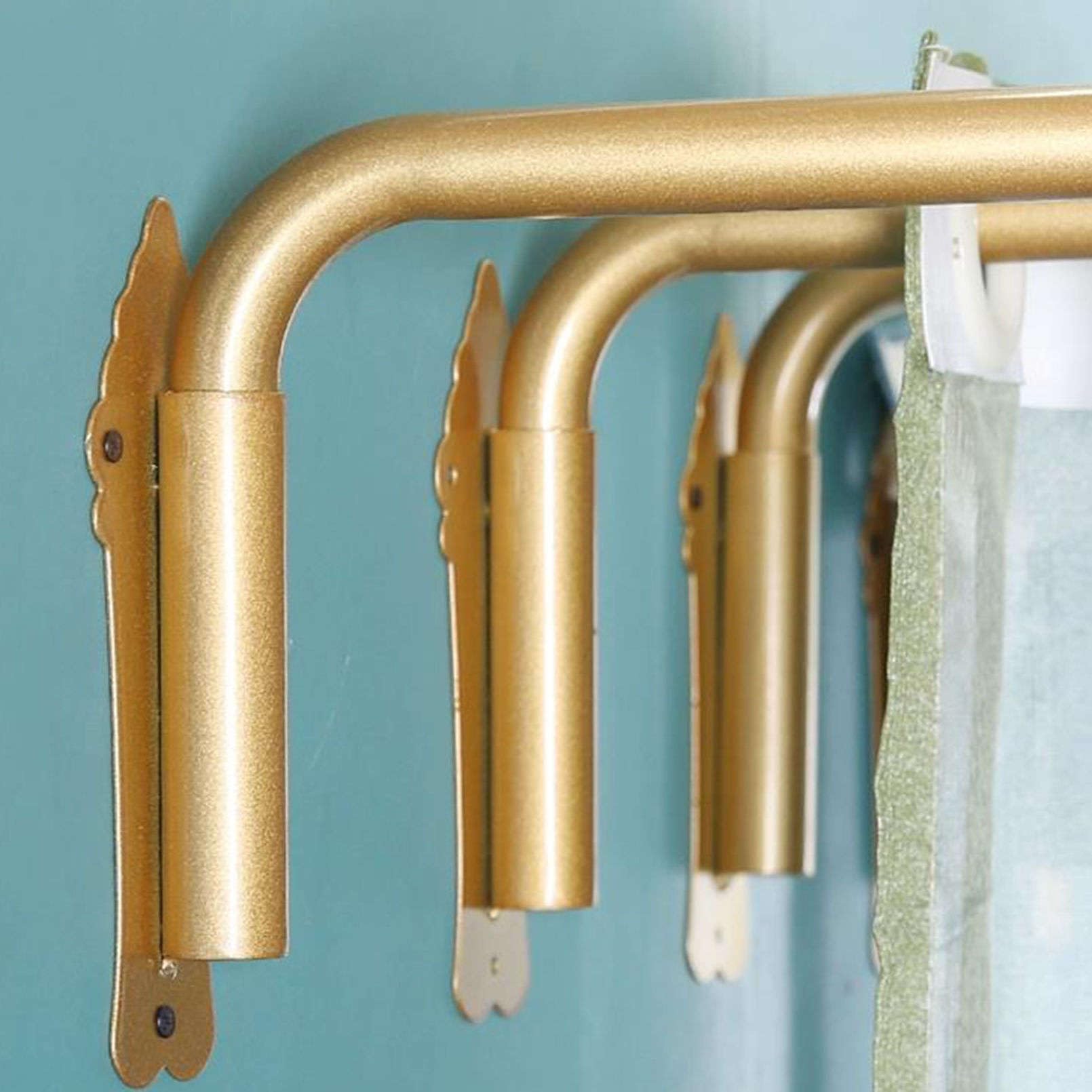 Robustes Bras Oscillant Tringle à Rideau Avec Supports, Flexible Tringle à Rideau Pivotante 25mm Diamètre,Embouts Ronds Décorer Présentoir à Rideaux Pour La Fenêtre Porte-Or-120CM