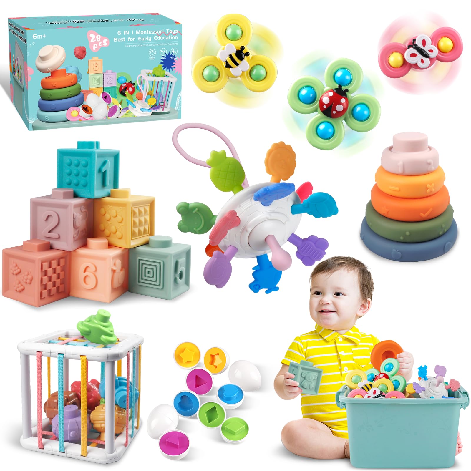 Plunack 6 in 1 Montessori Baby Toy Set
