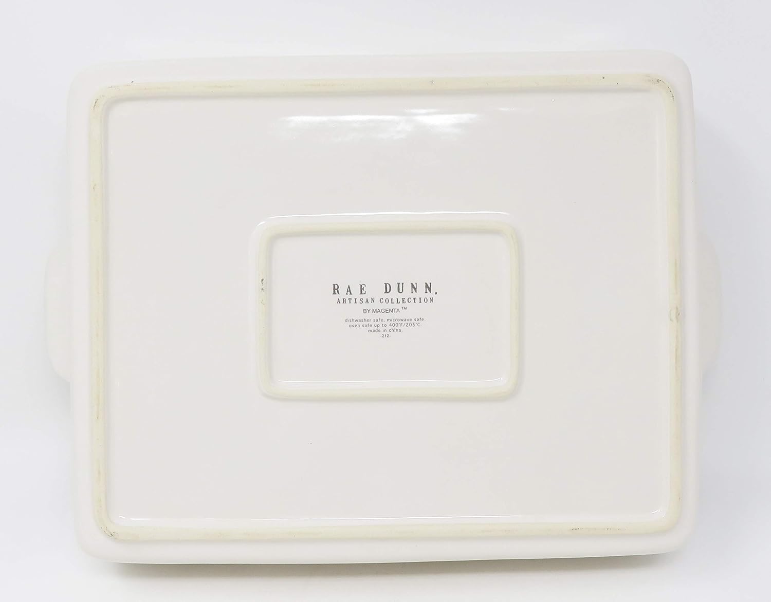 Rae Dunn HOMEMADE in large letters LL Casserole Baking Dish with Handles 10.5in X 8.5in Oven Microwave Dishwasher Safe.