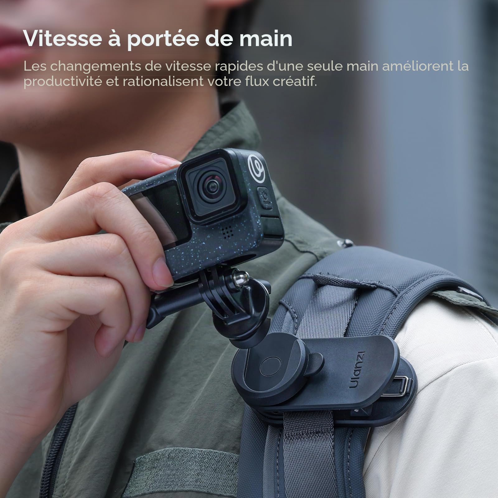 ULANZI CK02 Cka Support de Fixation Rapide pour Sac à Dos, Support magnétique pour Accessoires DJI Osmo Pocket 3, avec Filetage Standard 1/4" pour caméras d'action, Adaptateur d'extension Pocket 3