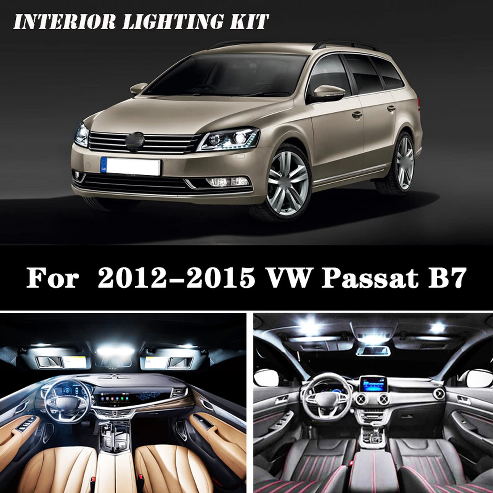 Canbus LED kit d'éclairage de Carte dôme intérieur + Ampoule de Lampe de Plaque d'immatriculation, pour VW, pour Passat B7 berline Variante Estate 12-15