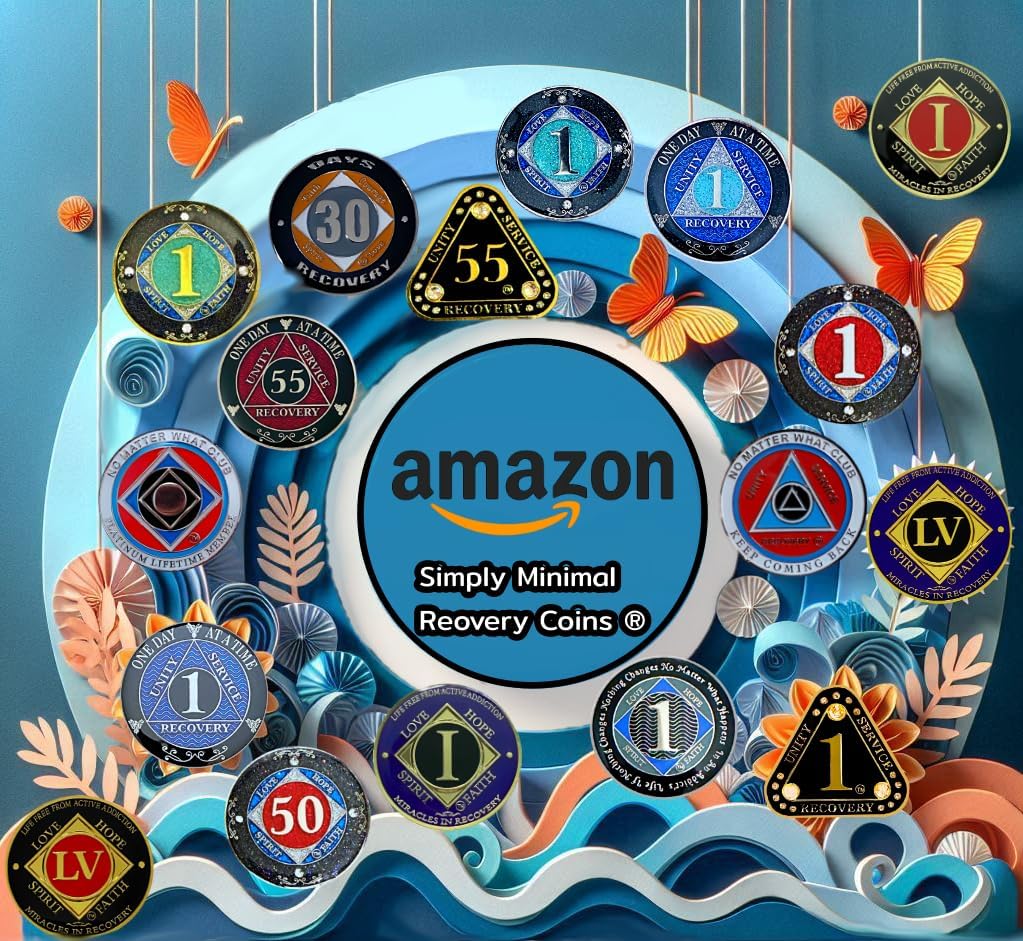(Years 1-50) NA 50 Year Crystals and Glitter Medallion, Silver Color Plated Coin, Black Rainbow, Blue Glitter and Four Clear Crystals, Epoxy Covered (NA 50 Years Clean Time)