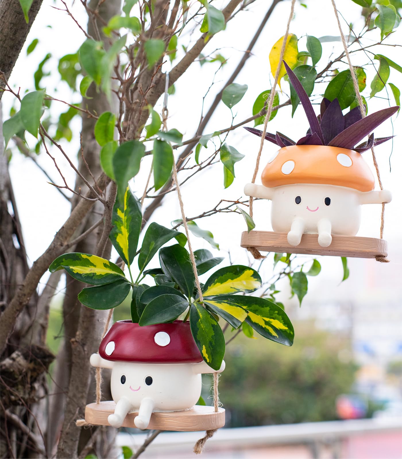 Idée cadeau pour mère et père ce lot de 2 pots de fleurs suspendus colorés