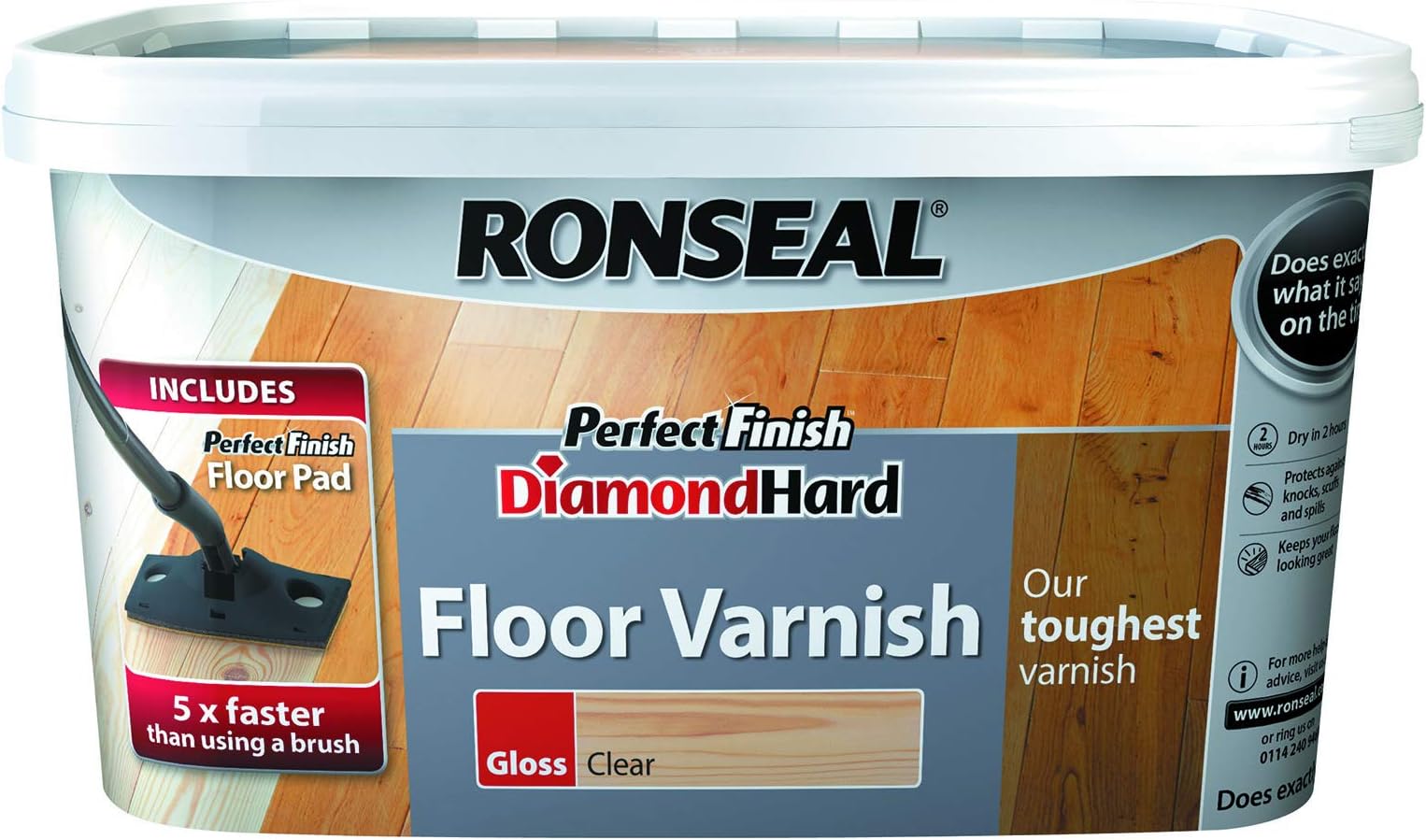 Ronseal Diamond Hard Floor Varnish Clear Matt 2.5L Amazon.co.uk DIY